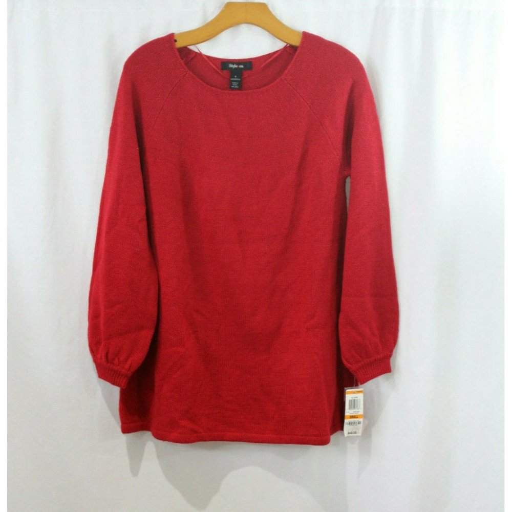 Style & Co Womens New Red Amore Long Sleeve Sweater S NWT